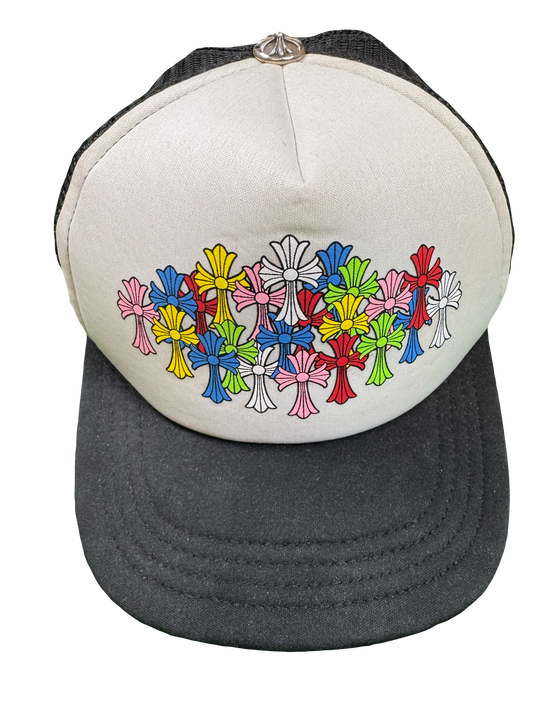 CHROME HEARTS Mesh Trucker Cap – Multicolor Crosses