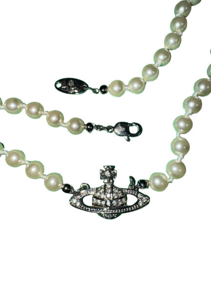 VIVIENNE WESTWOOD Pearl Orb Necklace β Silver / Cream