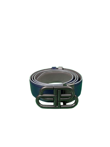 BALENCIAGA Reversible Leather Belt โ Blue & Grey