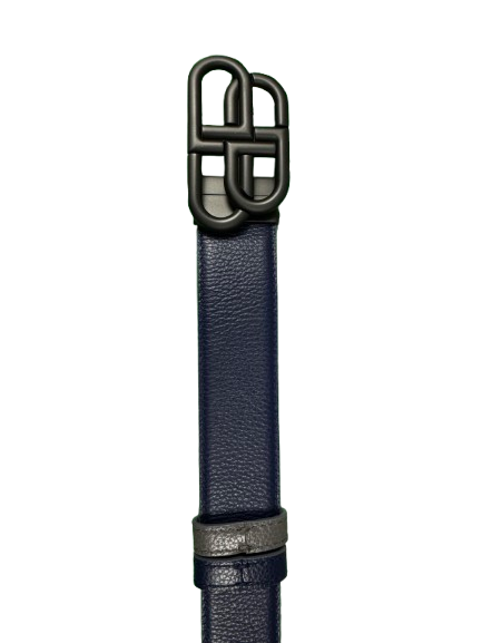 BALENCIAGA Reversible Leather Belt โ Blue & Grey