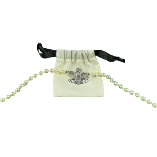 VIVIENNE WESTWOOD Pearl Orb Necklace β Silver / Cream