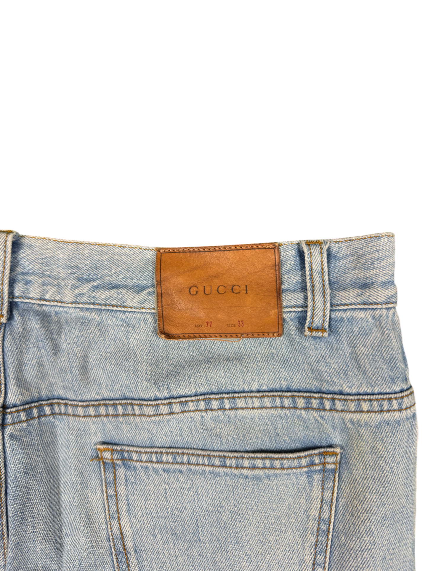 GUCCI Bee Embroidered Flare Jeans โ Washed Blue