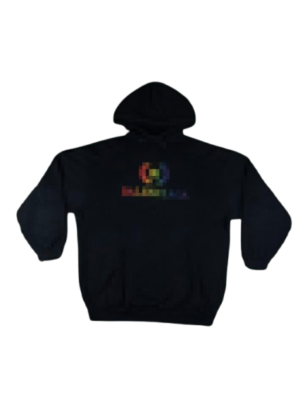 BALENCIAGA Rainbow Logo Hoodie – Black