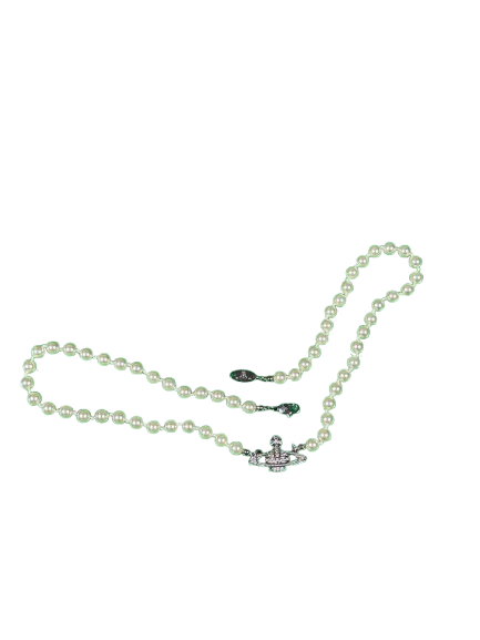VIVIENNE WESTWOOD Pearl Orb Necklace – Silver / Cream