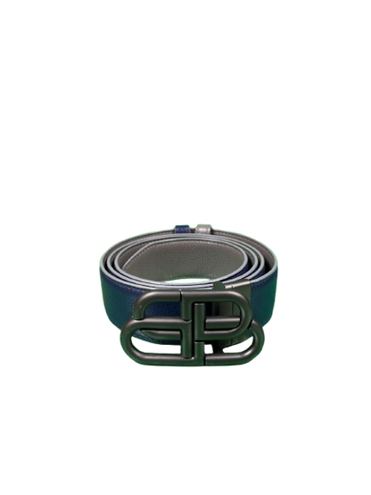 BALENCIAGA Reversible Leather Belt – Blue & Grey