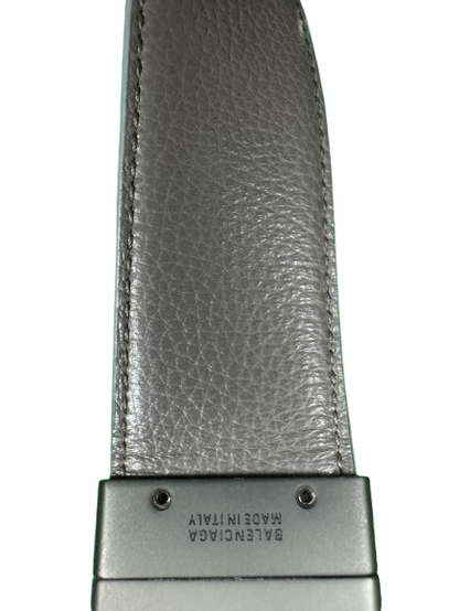 BALENCIAGA Reversible Leather Belt – Blue & Grey