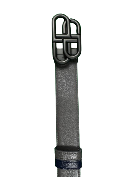 BALENCIAGA Reversible Leather Belt – Blue & Grey