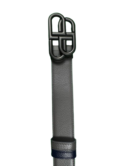 BALENCIAGA Reversible Leather Belt – Blue & Grey